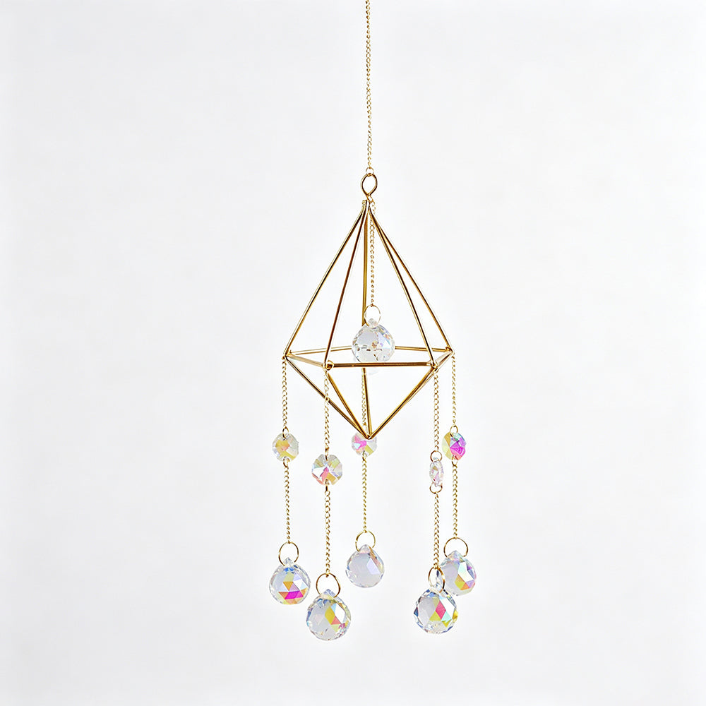 Golden Air Plant Frame Butterfly Crystal Suncatcher 6H7HLS168