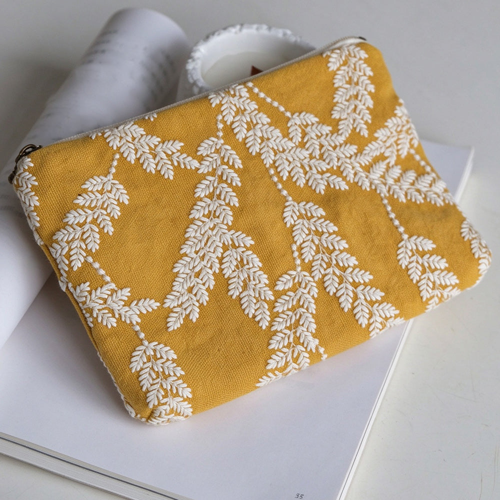 Trendy Floral Embroidery Portable Cosmetic - DippedShop Wholesale - #6275