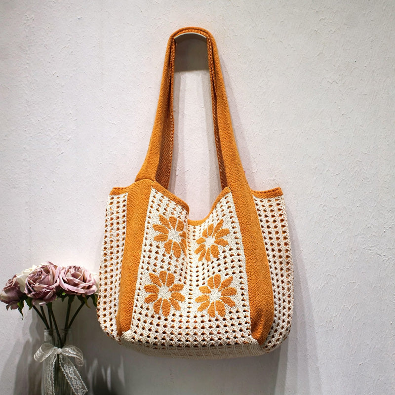 Casual Hand-Crochet Hollow Flower Tote Bag 6W10BBG1776
