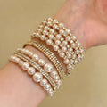 Vinatge Multi-Layer Pearl Rhinestone Bangle Bracelet 6W6JBR588
