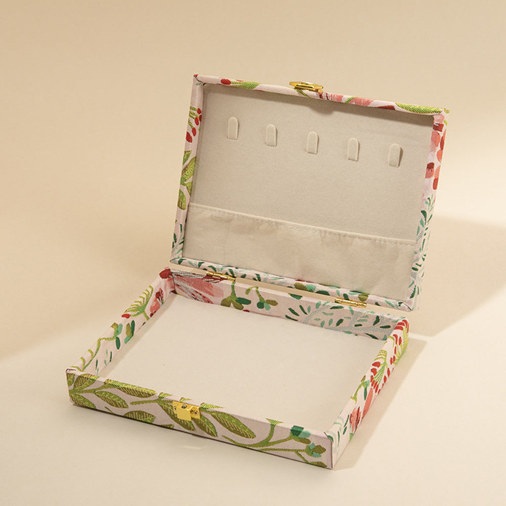 Vintage Embroidered Floral Large Capacity Jewelry Box 6H13HSJ144