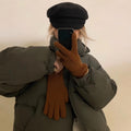Solid Color Ribble Knit Touch Screen Gloves 6W6GLO92