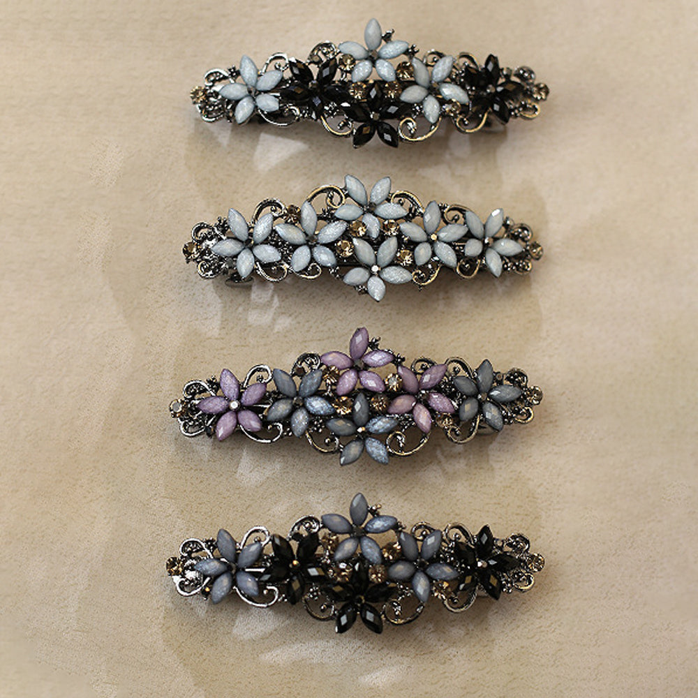 Rhinestone Flower Hair Barrette - DippedShop Wholesale - #9795