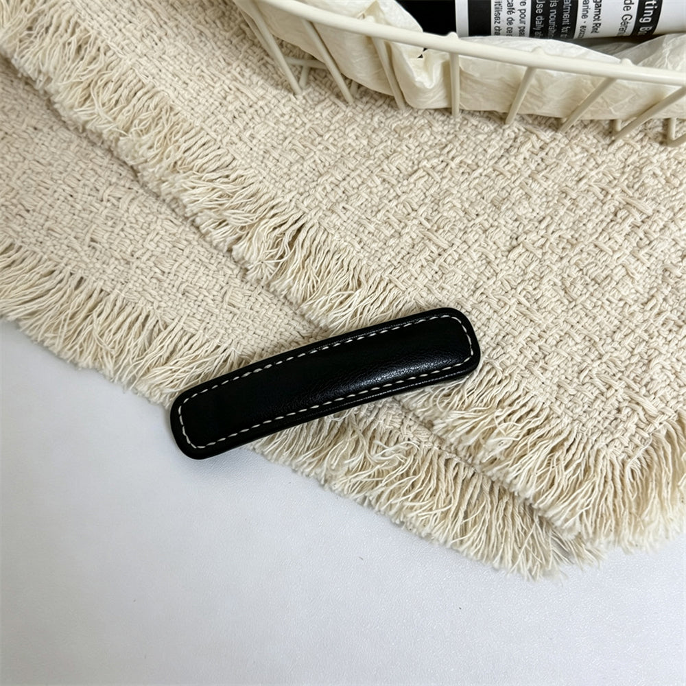 Simple PU Leather Rectangle Snap Hair Clip 6W6HCP1624