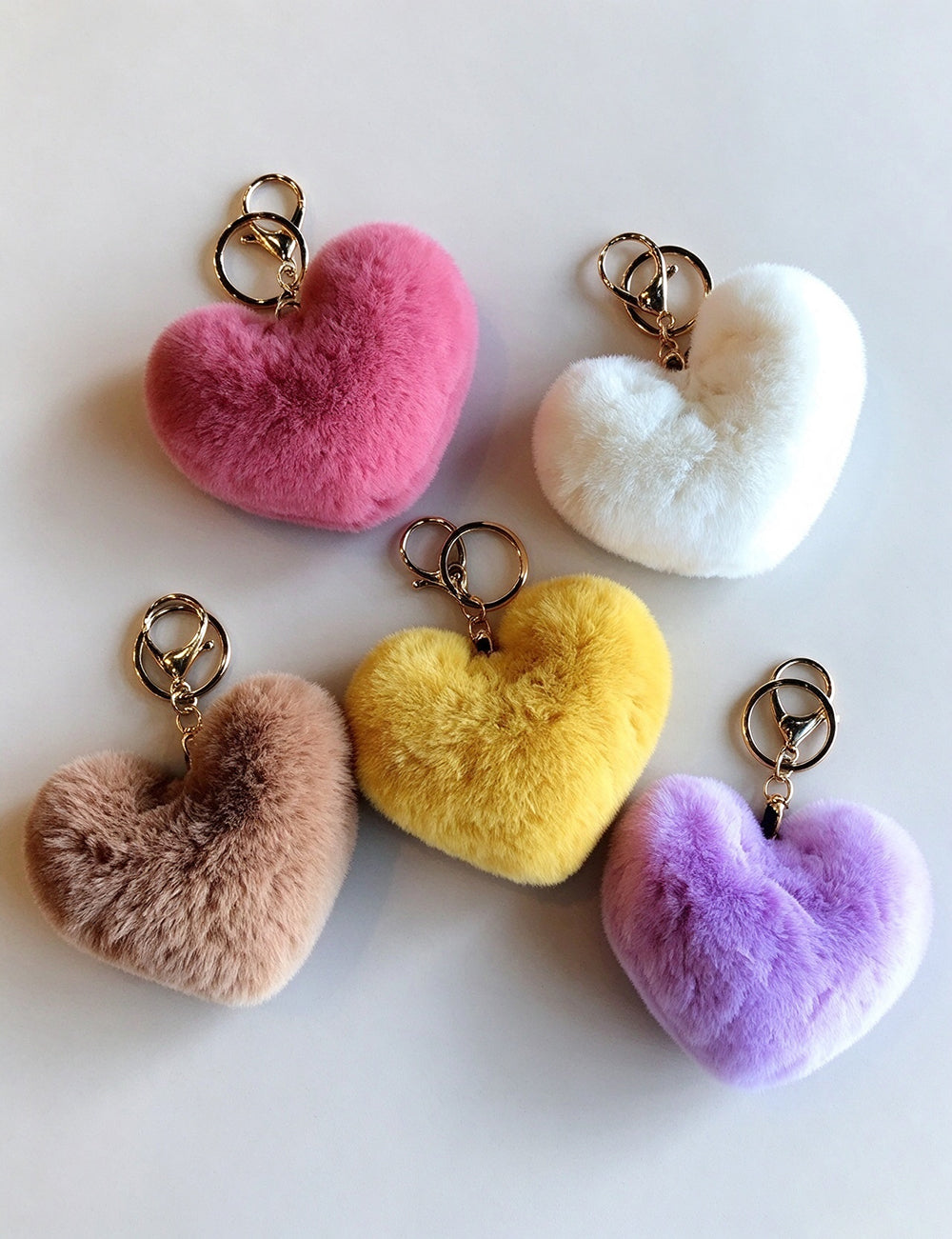 Faux Fur Heart Keychain - DippedShop Wholesale - #2451