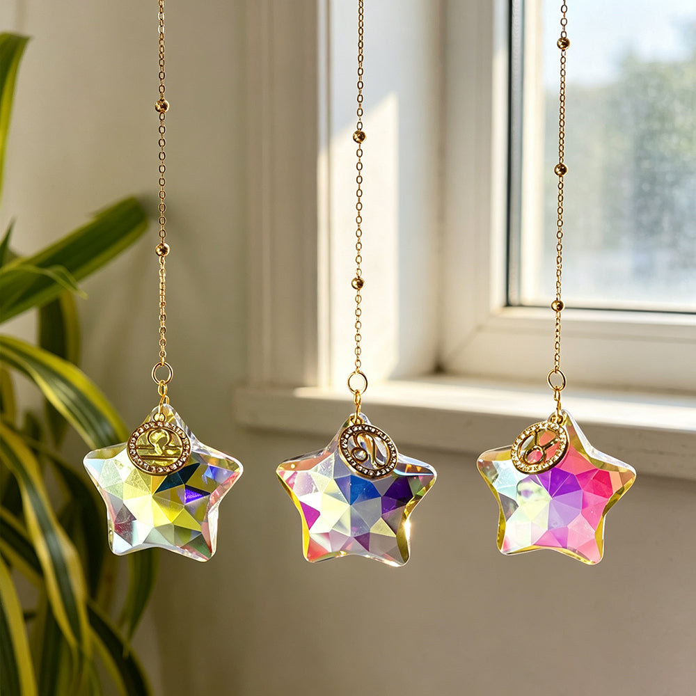 12 Zodiac Signs Crystal Star Hanging Sun Catcher 6H7HLS198