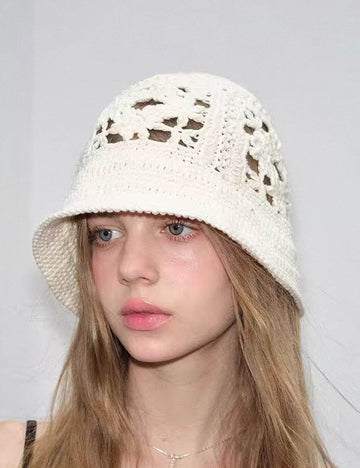 Vintage Crochet Floral Bucket Hat - DippedShop Wholesale - #4819