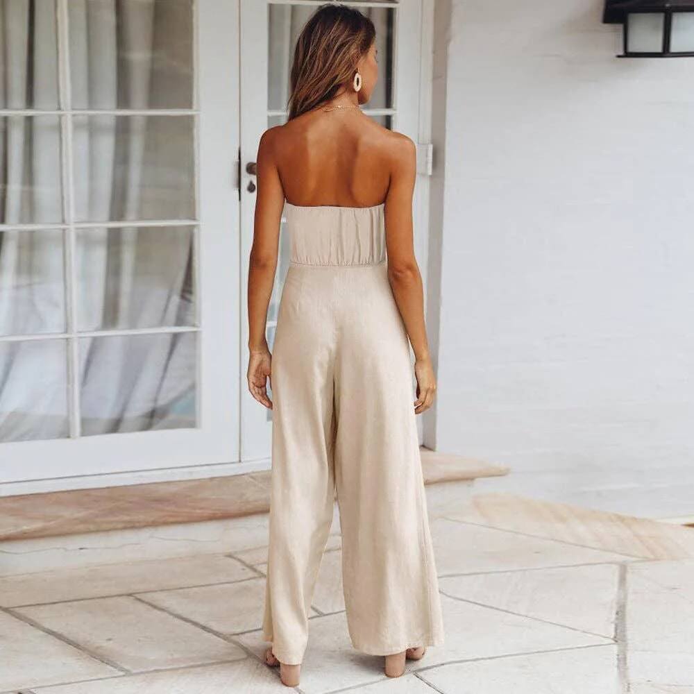 Strapless Tie Jumpsuit - DippedShop Wholesale - #0691