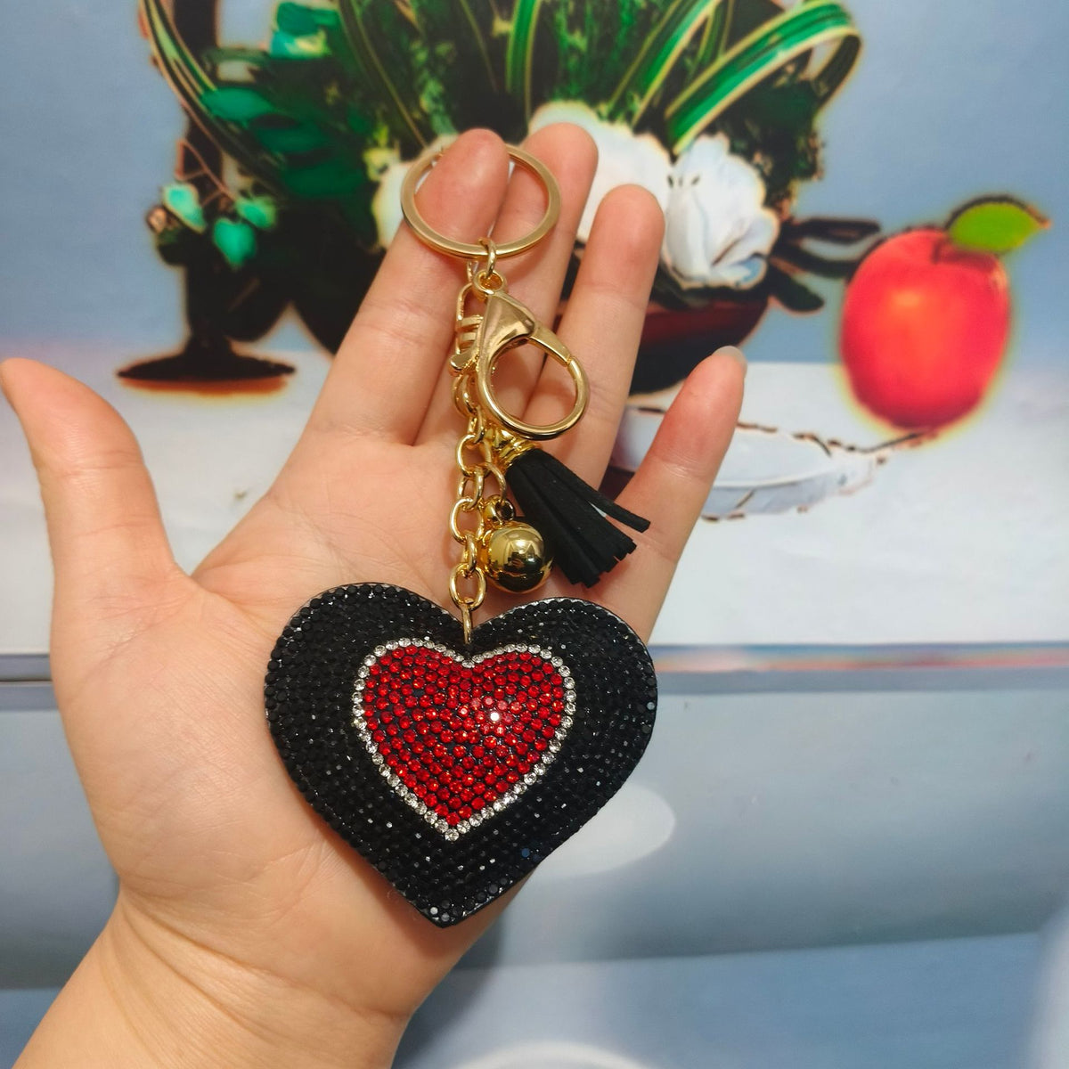 Rhinestone Heart Tassel Bag Charm - DippedShop Wholesale - #4179