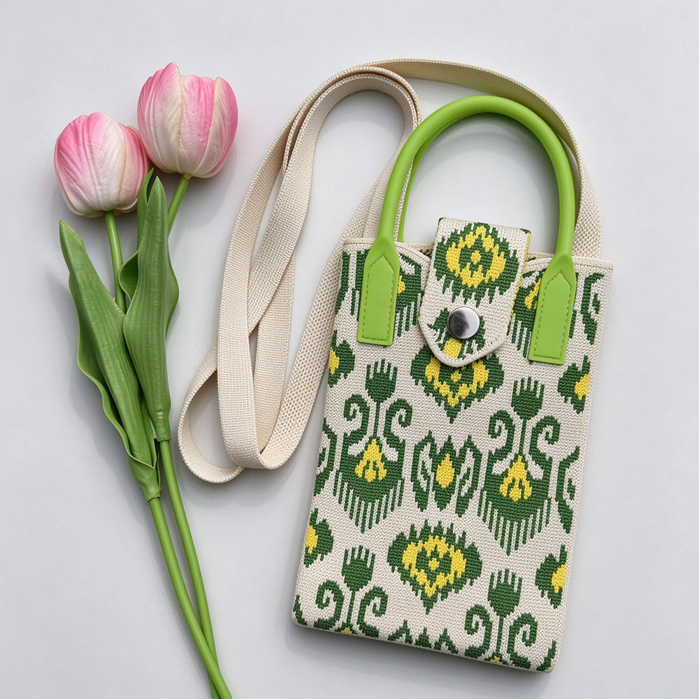 Boho Color Contrast Knit Crossbody - DippedShop Wholesale - #0883