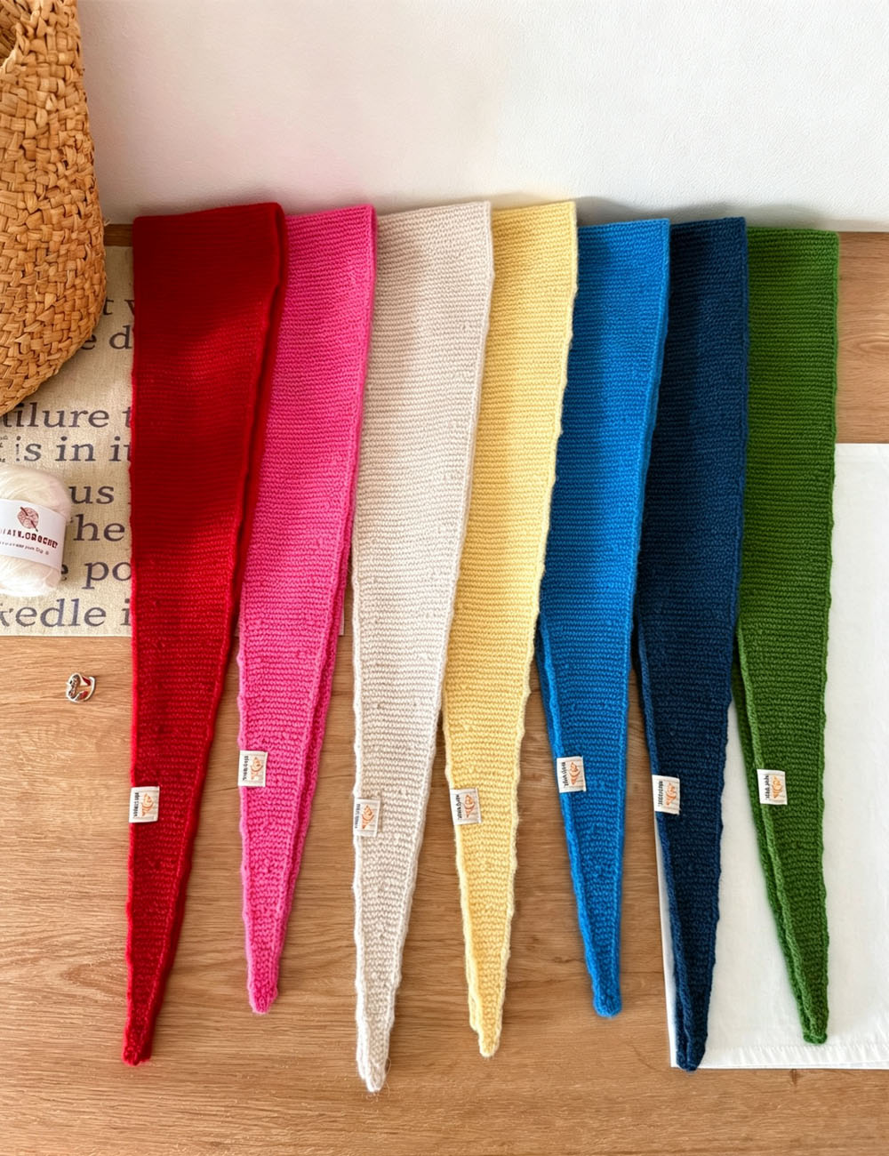 Solid Color Wool Knit Triangle Skinny Scarf 6W6NSW271