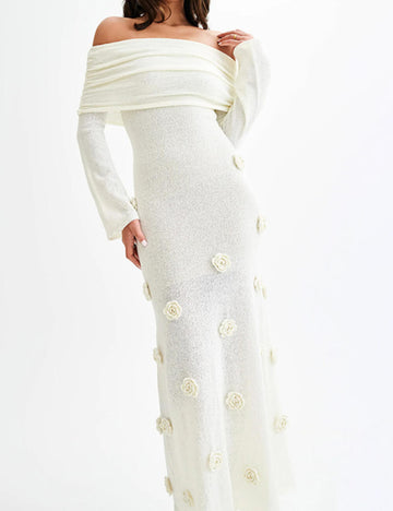 3D Floral Off Shoulder Dress Cover Up DP25C524