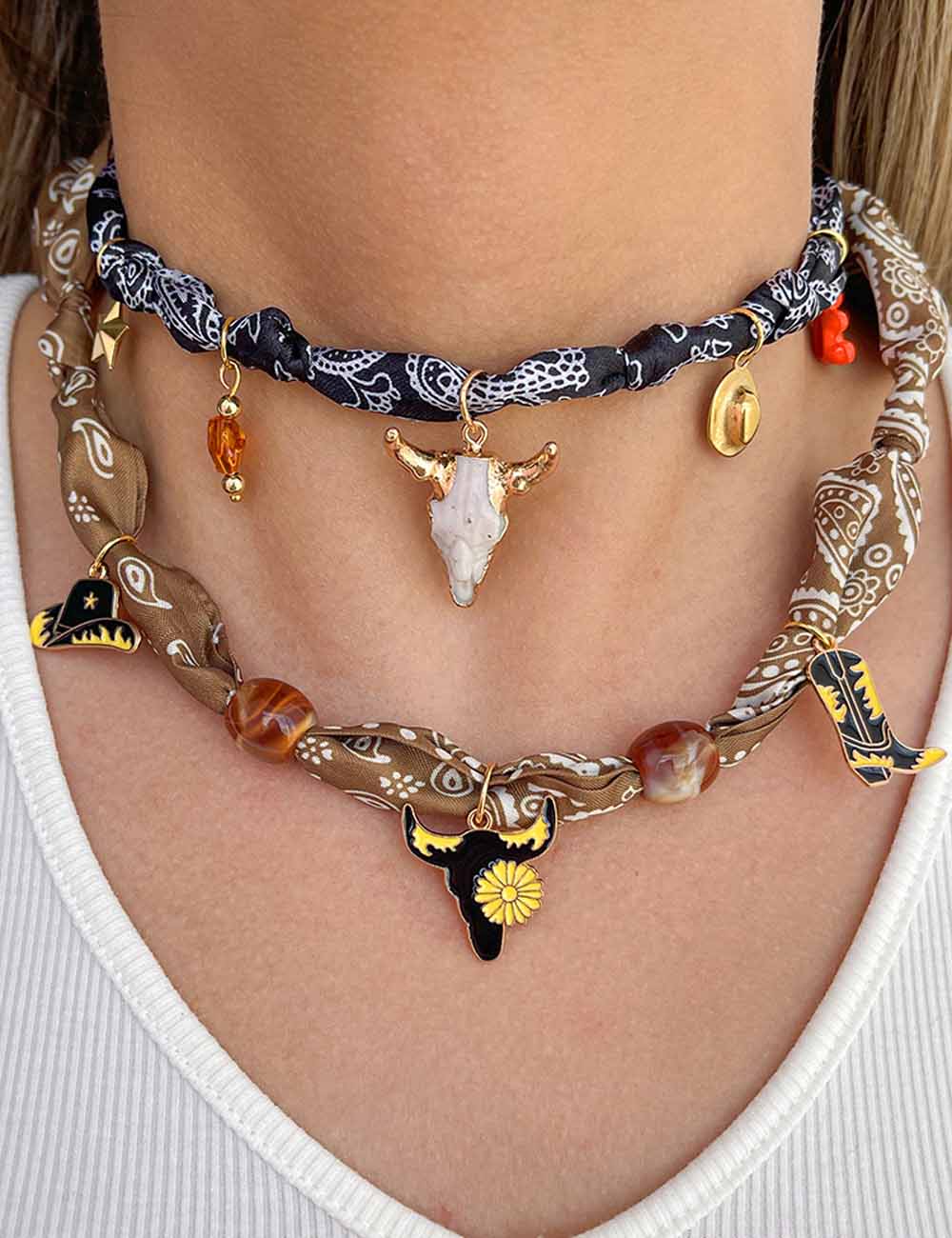 Cowboy Enamel Scarf Necklace - DippedShop Wholesale - #3267