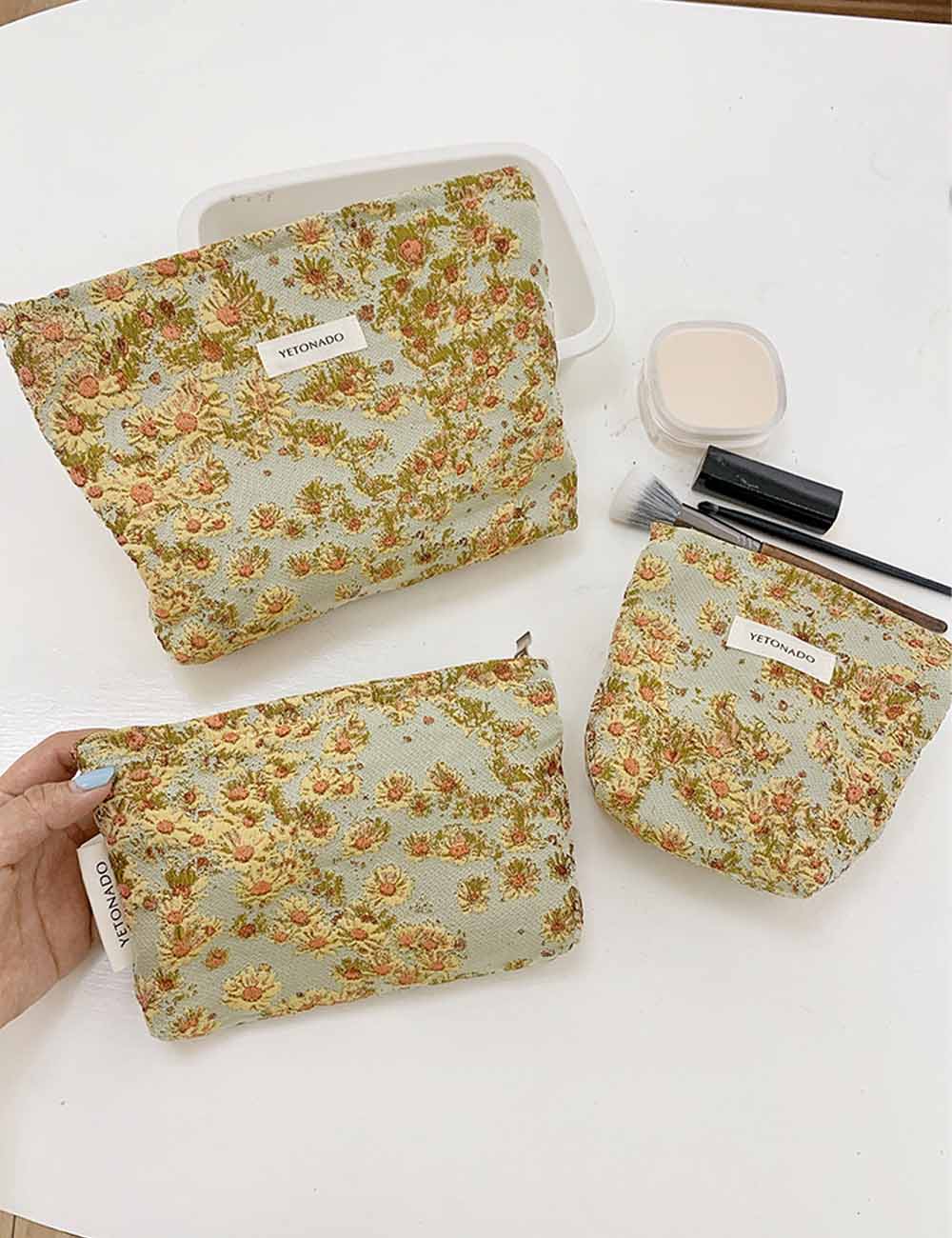 Floral Embroidered Makeup Bag - DippedShop Wholesale - #5795