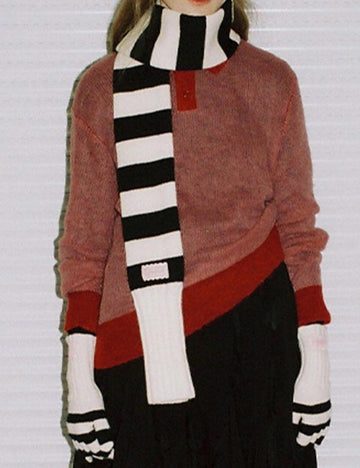 Knit Striped Color Block Cozy Winter Scarf DP25F611