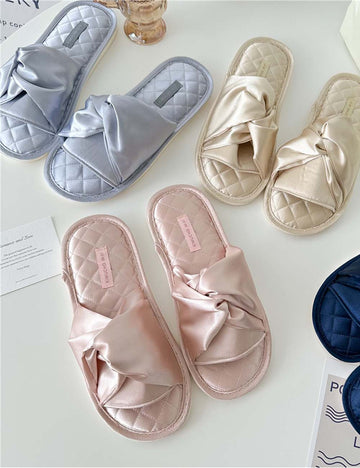 Elegant Cross Bow Satin Indoor Slippers DP25F921