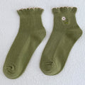 Ruffle Embroidery Crew Socks - DippedShop Wholesale - #0515