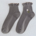 Ruffle Embroidery Crew Socks - DippedShop Wholesale - #4979