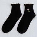 Ruffle Embroidery Crew Socks - DippedShop Wholesale - #9443