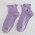 Ruffle Embroidery Crew Socks - DippedShop Wholesale - #6051