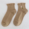 Ruffle Embroidery Crew Socks - DippedShop Wholesale - #3283