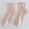Ruffle Embroidery Crew Socks - DippedShop Wholesale - #6675