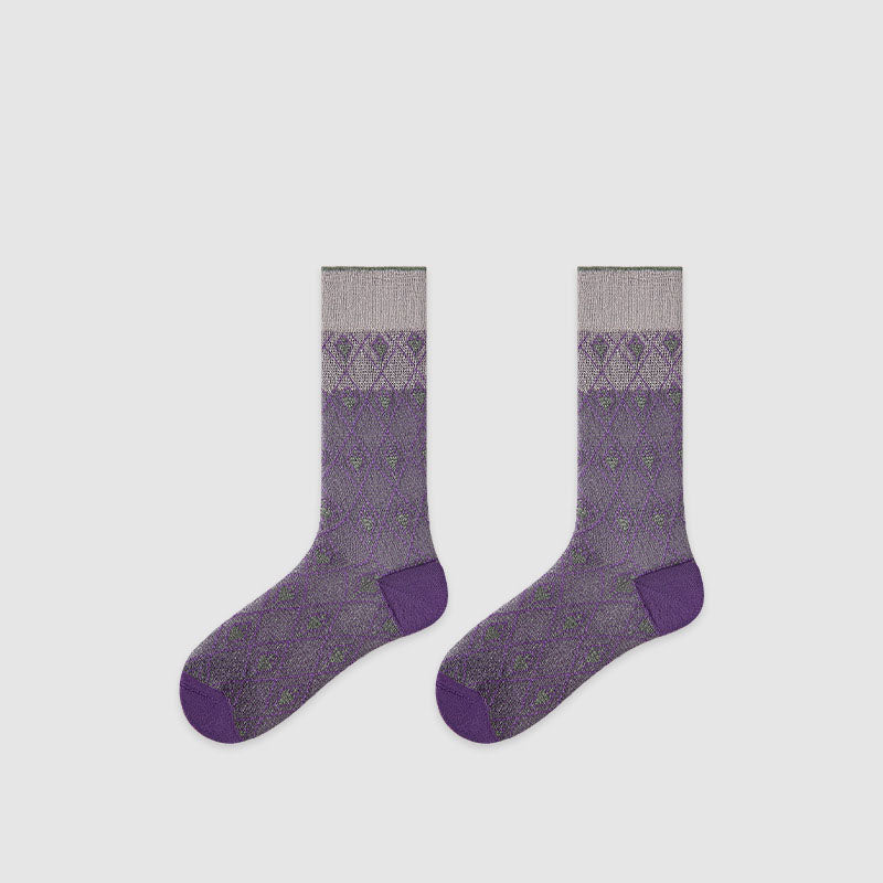 Vintage Plaid Jacquard Socks - DippedShop Wholesale - #7427