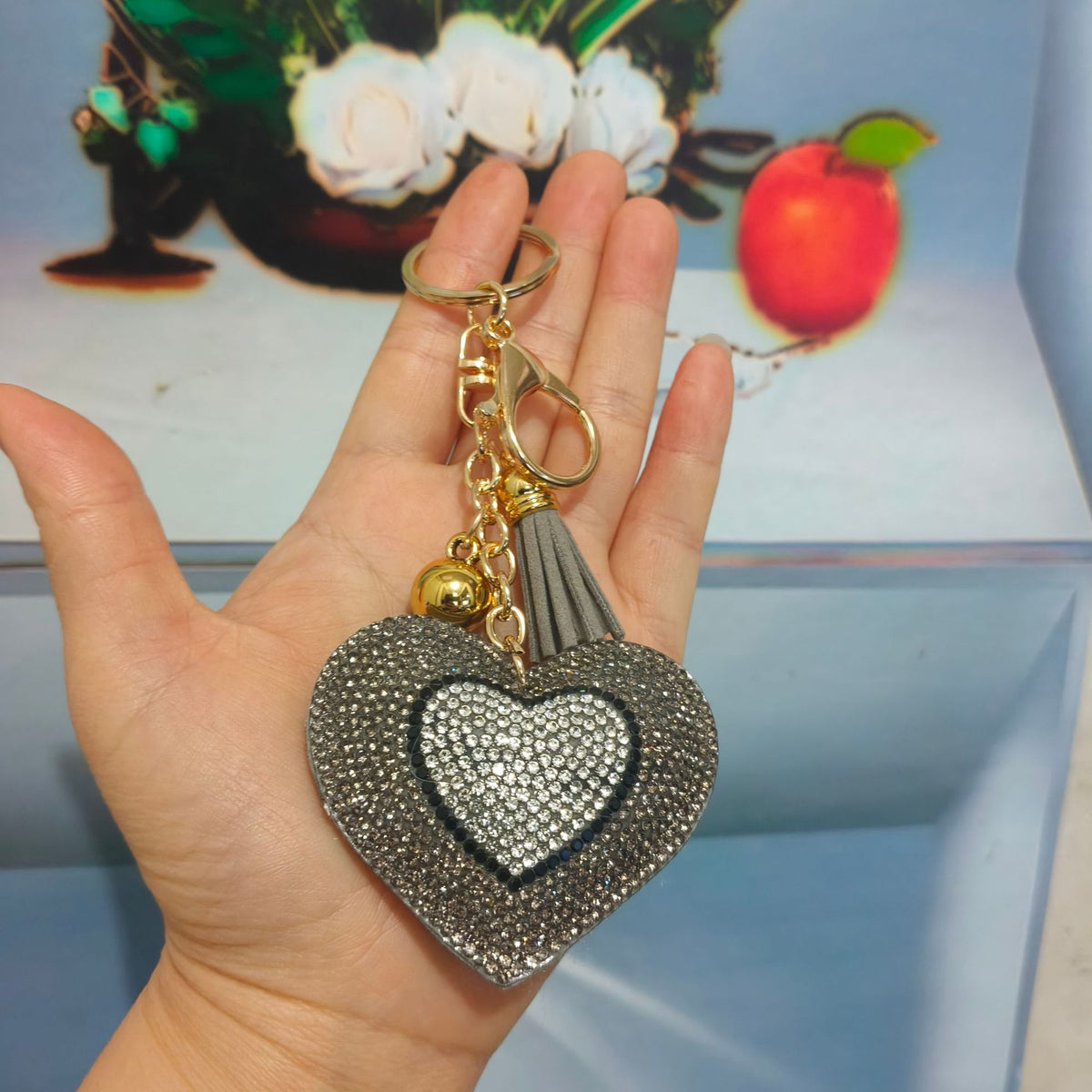 Rhinestone Heart Tassel Bag Charm - DippedShop Wholesale - #6947