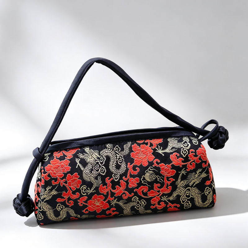 Elegant Floral Jacquard Color Block Handbag 6S10BBG1556