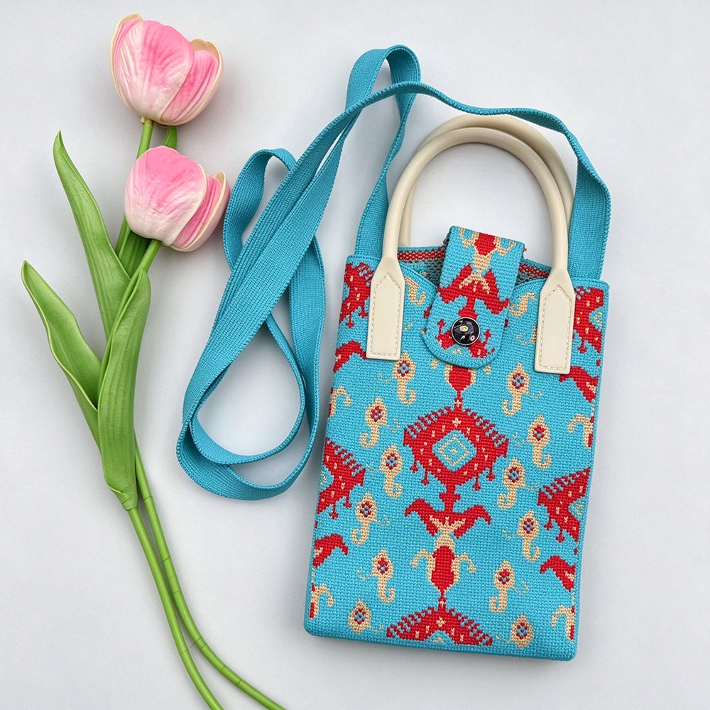 Boho Floral Print Knit Crossbody - DippedShop Wholesale - #7731