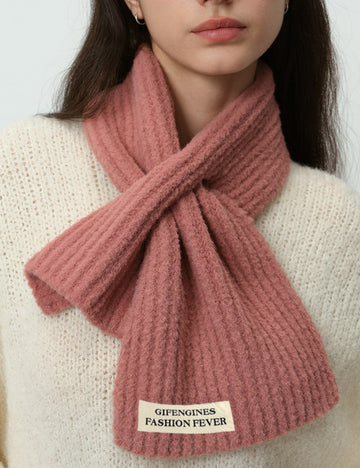 Solid Color Sweet Cross Short Knit Scarves DPS1309