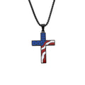 Retro USA Flag Cross Pendant Chain Necklace 8ZA6JNC273T