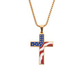 Retro USA Flag Cross Pendant Chain Necklace 8ZA6JNC273T