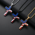 Retro USA Flag Cross Pendant Chain Necklace 8ZA6JNC273T