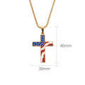 Retro USA Flag Cross Pendant Chain Necklace 8ZA6JNC273T