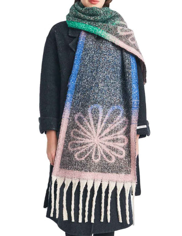 Winter Flower Print Long Shawl Warm Scarf DP25G581
