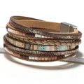 Boho Style Leather Braided Mullti-Layer Bracelet 6W6JBR499