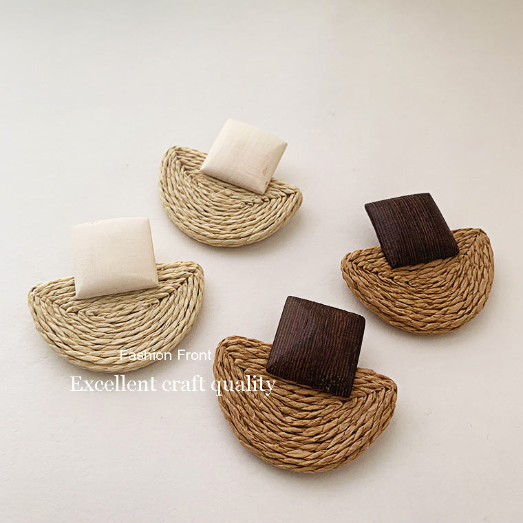 Vintage Wooden Simple Rattan Earrings DPJE1720