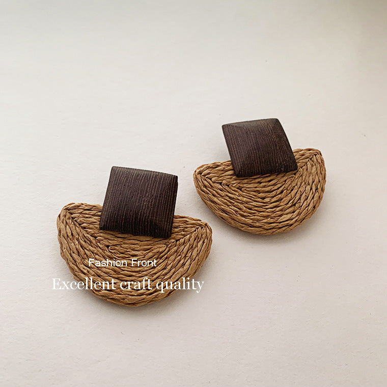 Vintage Wooden Simple Rattan Earrings DPJE1720