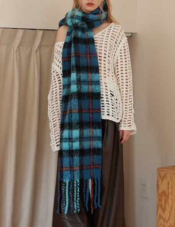 Fall Winter Classic Plaid Tassel Warm Scarf DP25G564