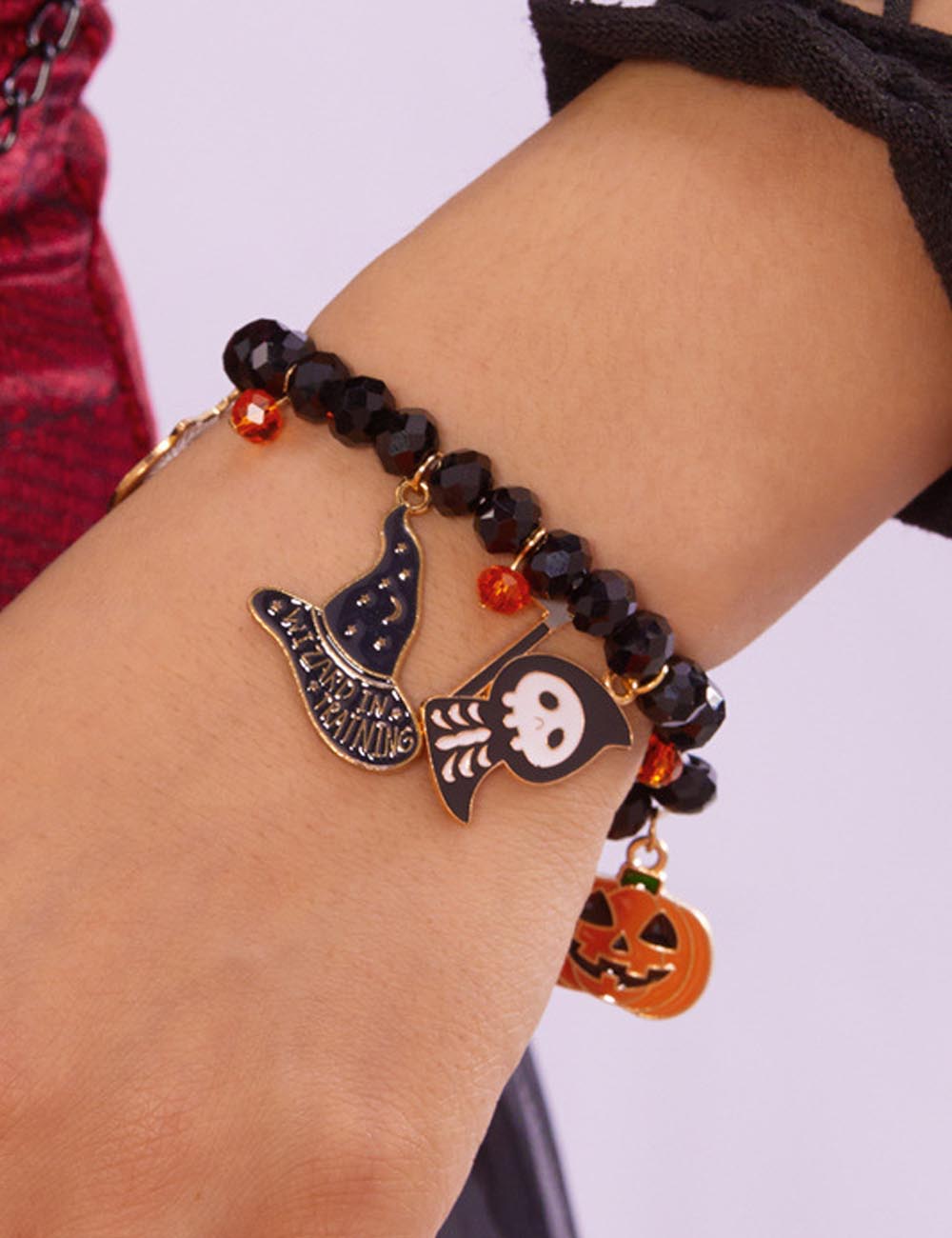 Spooky Ghost Pumpkin Spider Charm Halloween Bracelet DP25G519