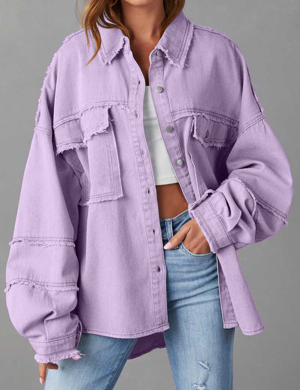 Solid Color Long Sleeve Oversized Jacket DP25E838