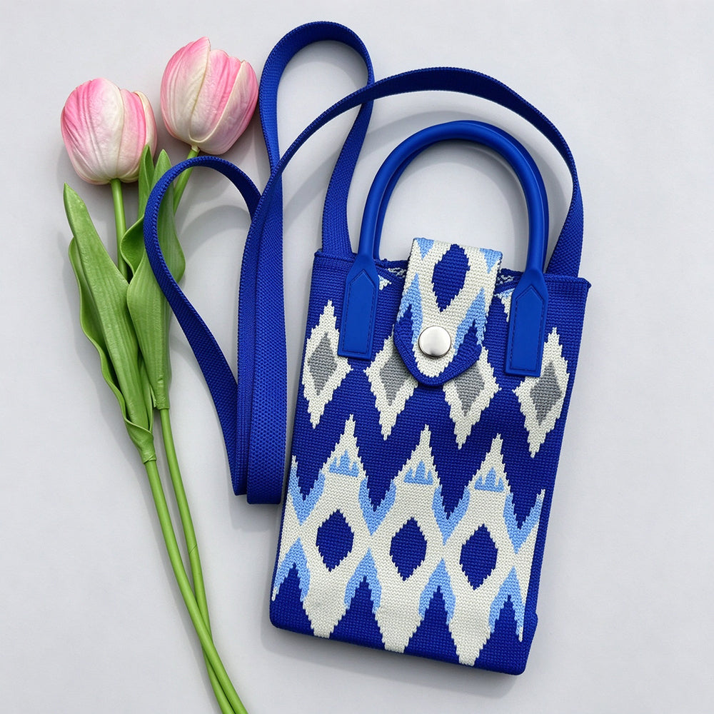Boho Color Contrast Knit Crossbody - DippedShop Wholesale - #2579