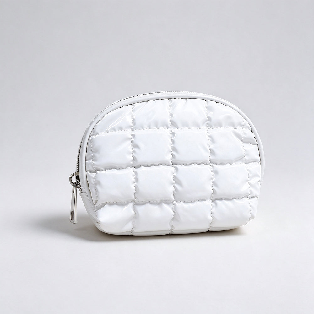 Minimalist Solid Color Quilt Shell Cosmetic Bag 6C5CO271