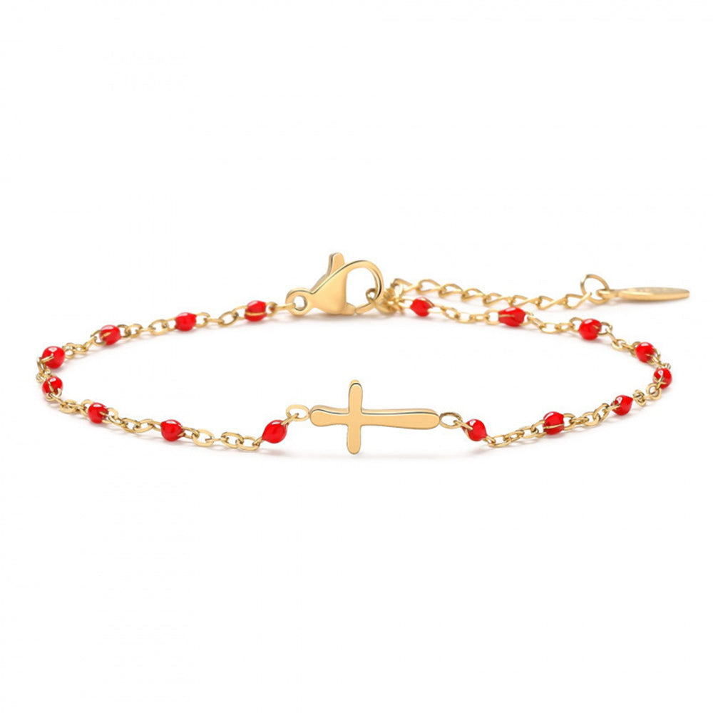 Cross Bead Chain Bracelet - DippedShop Wholesale - #5715