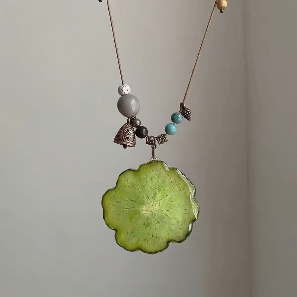 Flower Resin Pendant Necklace - DippedShop Wholesale - #9651
