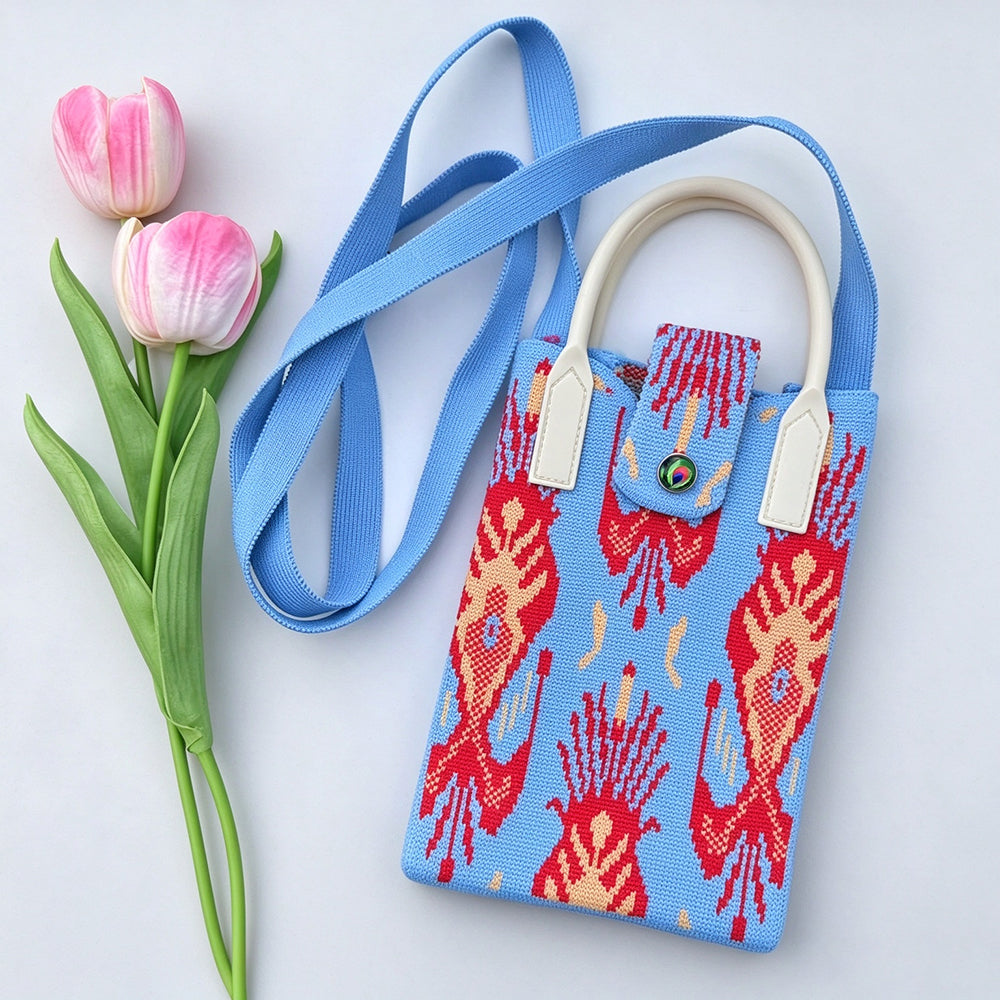 Boho Floral Print Knit Crossbody - DippedShop Wholesale - #9427