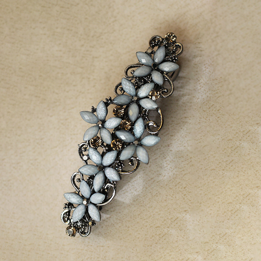 Rhinestone Flower Hair Barrette - DippedShop Wholesale - #2563
