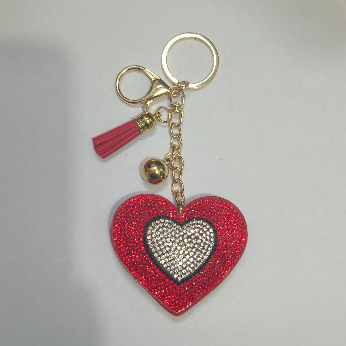 Rhinestone Heart Tassel Bag Charm - DippedShop Wholesale - #9715