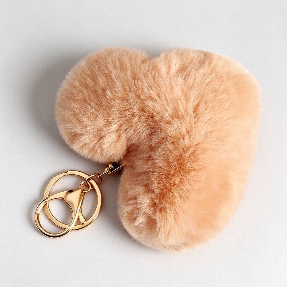 Faux Fur Heart Keychain - DippedShop Wholesale - #6739